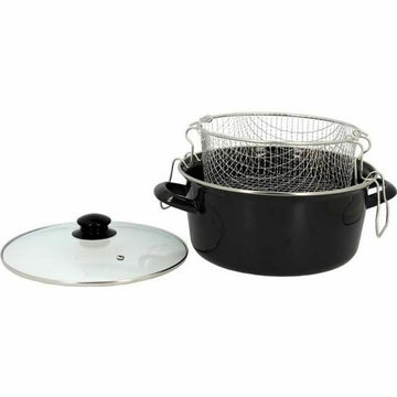 Sartén Freidora con Cesto TheKitchenette 3645580 Negro Cristal Acero Baquelita Acero Esmaltado