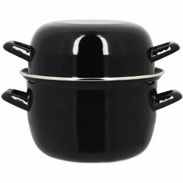 Olla con Tapa Menastyl Negro Acero esmaltado vitrificado 2 Piezas