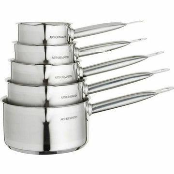 Set de Cazos Arthur Martin Plateado Acero Inoxidable 5 Piezas