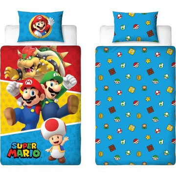 Juego de funda nórdica Mario Bros 25 x 4 x 30 cm Multicolor Cama de 140 2 Piezas