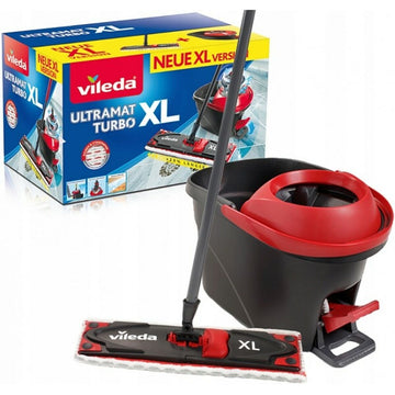 Mopa Fregona con Cubo Vileda Ultramat Turbo XL Negro Rojo Microfibra
