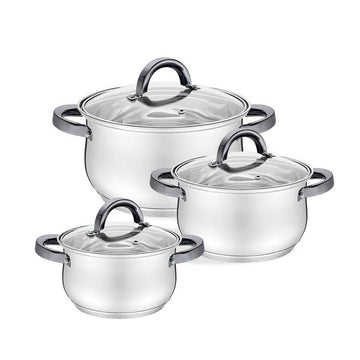 Olla con Tapa Feel Maestro MR-3522-6M-BLACK Plateado Acero Acero Inoxidable Ø 18 cm Ø 20 cm Ø 16 cm 2,5 L 1,8 L 3,5 L (6 Piezas)