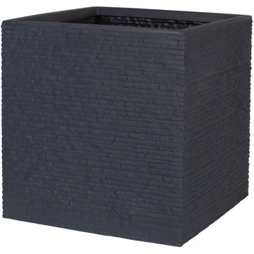 Maceta Strata Pizarra 39 x 39 x 39 cm Gris oscuro Plástico Cuadrada