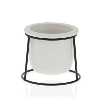 Maceta Versa Blanco Metal Cerámica Plástico Redondo Minimalista 10,5 x 11,5 x 10,5 cm