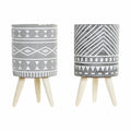 Macetero DKD Home Decor Gris Cemento Blanco Pino Boho (14,3 x 14,3 x 26,2 cm) (2 Unidades)