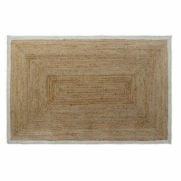 Alfombra DKD Home Decor Scandi Poliéster Algodón Blanco Marrón claro Jute 120 x 180 x 1 cm