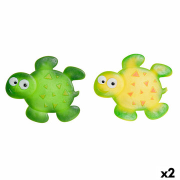 Alfombra de baño DKD Home Decor 11,5 x 1 x 10 cm Verde Amarillo Infantil Tortuga PVC 10 cm (2 Unidades)