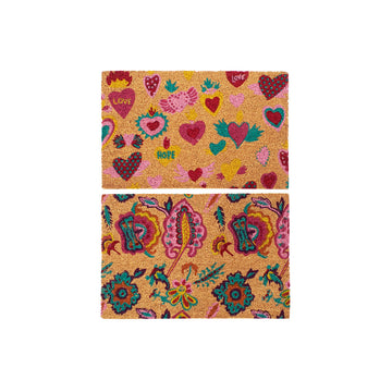 Felpudo DKD Home Decor Goma Multicolor 2 Unidades Fibra de coco (60 x 40 x 1,5 cm)