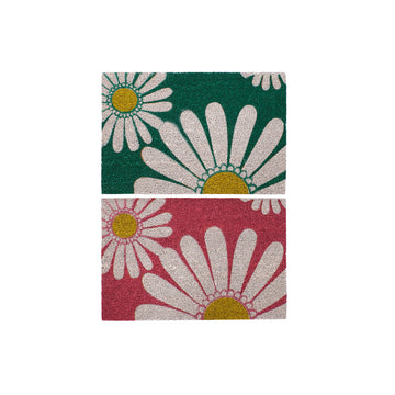Felpudo DKD Home Decor Rosa Goma Menta Blanco Amarillo 2 Unidades Fibra de coco (60 x 40 x 0,5 cm)