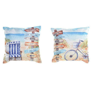Cojín DKD Home Decor Playa Poliéster Aluminio Multicolor Mediterráneo (45 x 10 x 45 cm) (2 Unidades)