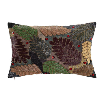 Funda de cojín DKD Home Decor 60 x 1 x 40 cm Hojas Multicolor