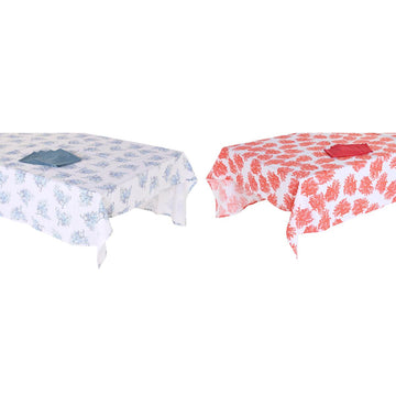 Mantel y servilletas DKD Home Decor 150 x 150 x 0,5 cm Azul Fucsia (2 Unidades)