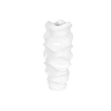 Macetero Home ESPRIT Blanco Fibra de Vidrio Ondas 44 x 44 x 101 cm