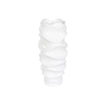Macetero Home ESPRIT Blanco Fibra de Vidrio Fibra Ondas Moderno 38 x 38 x 81 cm