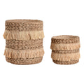 Set de Maceteros Home ESPRIT Marrón Rafia Cemento Tropical 23 x 22 x 25 cm