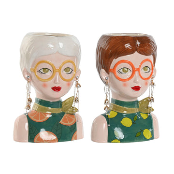 Macetero Home ESPRIT Multicolor Dolomita chica Urbano 16 X 13,5 X 23 cm (2 Unidades)