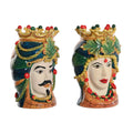 Macetero Home ESPRIT Verde Multicolor Porcelana 20 x 20 x 29 cm (2 Unidades)