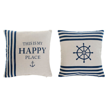 Cojín Home ESPRIT Blanco Azul marino 45 x 10 x 45 cm (2 Unidades)