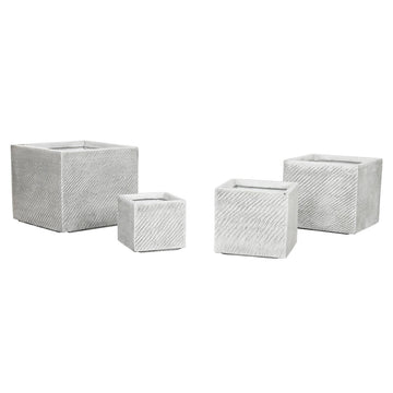 Macetero Home ESPRIT Gris Magnesio 37 x 37 x 31,5 cm (4 Unidades)