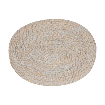 Mantel Individual Home ESPRIT Blanco Natural Bambú Ratán 40 x 30 x 1 cm