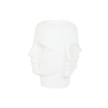 Macetero Home ESPRIT Blanco Magnesio Moderno Cara 49 x 49 x 50 cm