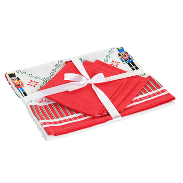 Mantel resinado antimanchas Home ESPRIT Rojo Verde Beige (5 Piezas)