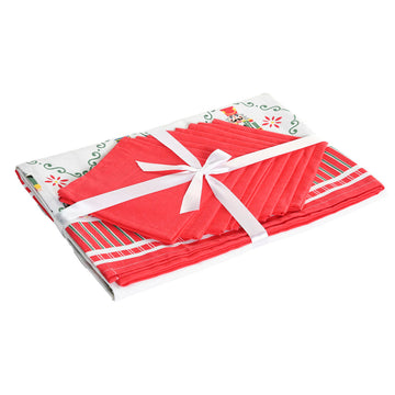 Mantel resinado antimanchas Home ESPRIT Blanco Rojo Verde Beige (9 Piezas)