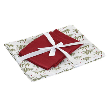 Mantel resinado antimanchas Home ESPRIT Blanco Verde Beige (5 Piezas)