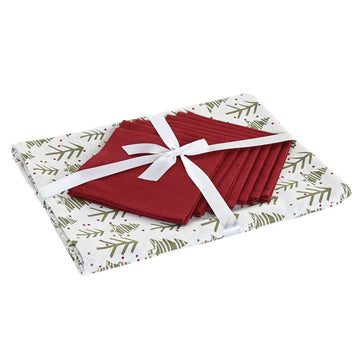 Mantel resinado antimanchas Home ESPRIT Blanco Verde Beige (9 Piezas)