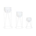 Macetero Home ESPRIT Blanco Metal Urbano 38 x 38 x 80 cm (3 Piezas)