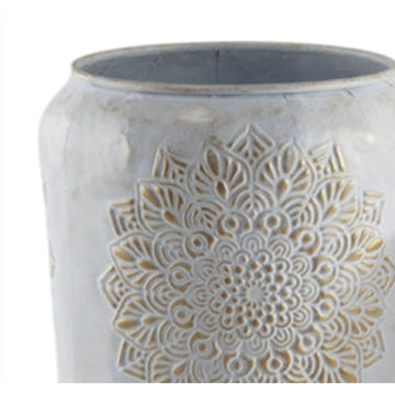 Macetero Home ESPRIT Blanco Dorado Metal Árabe (3 Piezas)