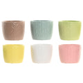 Macetero Home ESPRIT Amarillo Azul Blanco Rosa Dolomita 12 x 12 x 10 cm (6 Unidades)