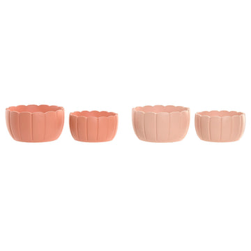 Macetero Home ESPRIT Terracota Rosa claro Cemento Shabby Chic 18 x 18 x 10 cm (2 Piezas) (2 Unidades)