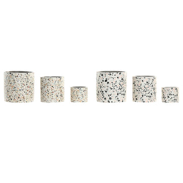 Macetero Home ESPRIT Blanco Multicolor Cemento Urbano 13 x 13 x 13 cm (3 Piezas) (2 Unidades)