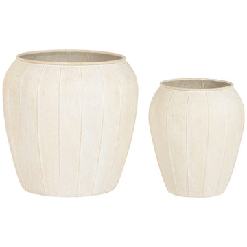 Macetero Home ESPRIT Beige Metal Scandi 50 x 50 x 49,5 cm (2 Piezas)