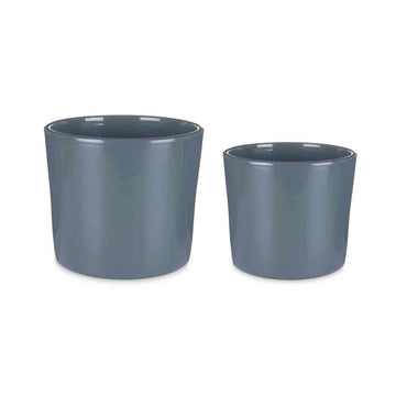 Set de Macetas Ibergarden Antracita Arcilla Ø 22 cm Ø 27 cm 22 x 22 x 19 cm 27 x 27 x 23 cm 27 x 23 x 27 cm 2 Piezas