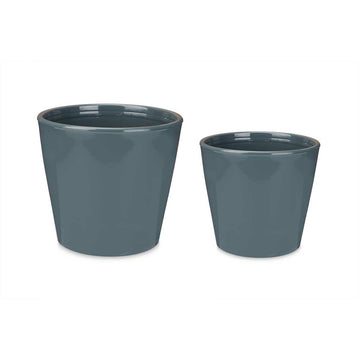 Set de Macetas Ibergarden Antracita Arcilla Ø 22 cm Ø 28 cm 28 x 27 x 28 cm 2 Piezas