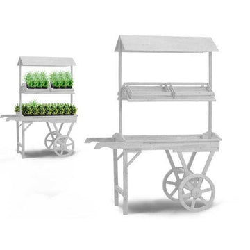 Soporte con Ruedas para Macetas Ibergarden Blanco Madera de abeto 118 x 176,5 x 58 cm