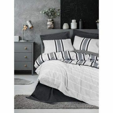 Juego de funda nórdica Blanco Gris 220 x 240 cm