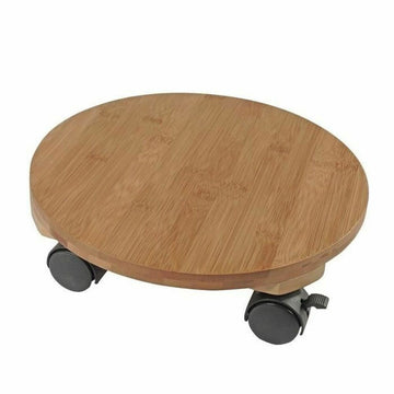 Soporte con Ruedas para Macetas Nature Bambú (Ø 30 x 8 cm)