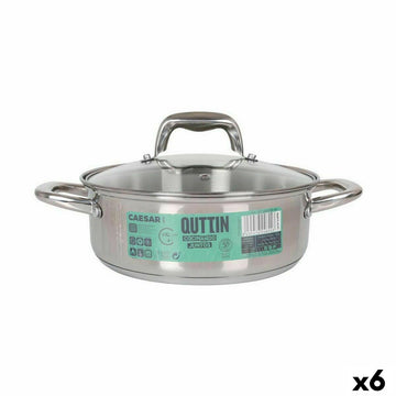 Cacerola con Tapa de Cristal Quttin Caesar ø 22 x 8 cm Acero (6 Unidades)