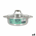 Cacerola con Tapa de Cristal Quttin Caesar Ø 26 x 9 cm Acero (4 Unidades)