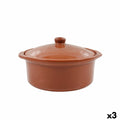 Cazuela Azofra Barro cocido 24,5 x 23 x 16,7 cm Con Tapa (3 Unidades)