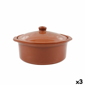 Cazuela Azofra Barro cocido 24,5 x 23 x 16,7 cm Con Tapa (3 Unidades)