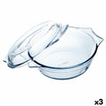 Fuente para Horno Ô Cuisine Ocuisine Vidrio Transparente Vidrio 21,5 x 18 x 8,5 cm Con Tapa (3 Unidades)