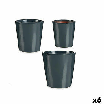 Set de Macetas Ibergarden Antracita Arcilla 16,5 x 16 x 16,5 cm (6 Unidades)