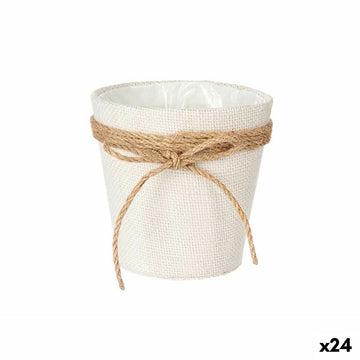 Macetero Ibergarden Blanco Marrón Tela Cuerda Plástico Lazo 14 x 12,5 x 14 cm 14 x 14 x 14 cm 14 x 13 x 15 cm (24 Unidades)