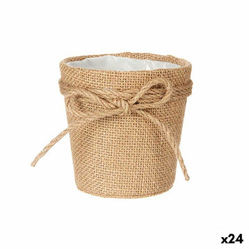 Macetero Ibergarden Marrón Tela Cuerda Plástico Lazo 11 x 11 x 12 cm 11 x 10,5 x 11 cm (24 Unidades)