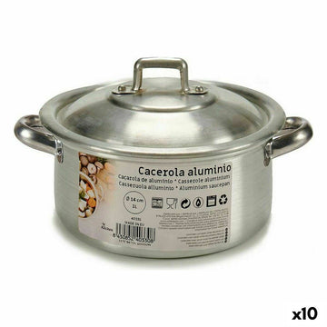 Cacerola Con Tapa Kinvara Plateado Ø 14 cm 1 L 20,5 x 7 x 14 cm 20,5 x 9,5 x 16 cm 14 x 7 x 20,5 cm (10 Unidades)