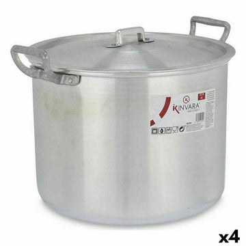 Olla con Tapa Kinvara Plateado Aluminio 35,5 x 24 x 28 cm (4 Unidades)